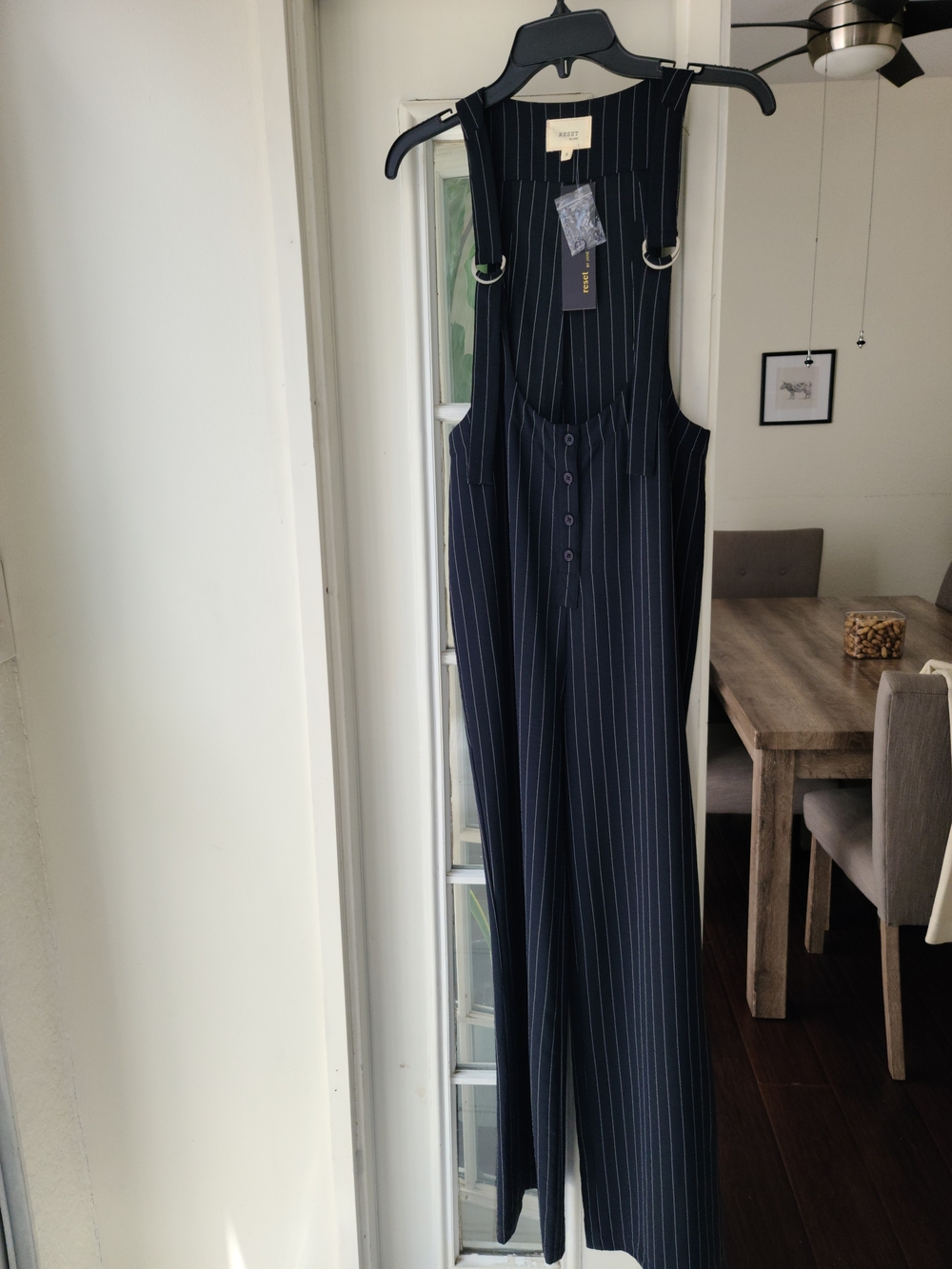Maje Navy Pinstripe Wide-Leg Jumpsuit